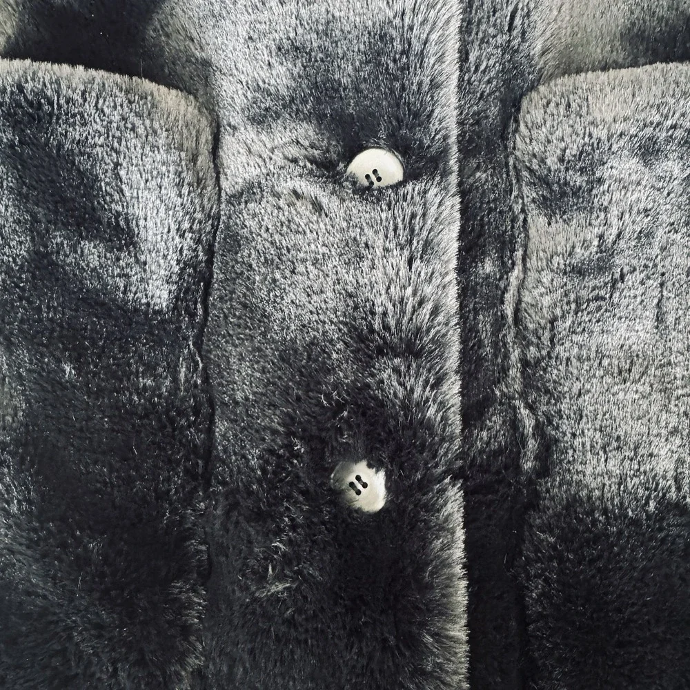 Proenza Schouler Penelope Faux Fur Coat White Label Women's Size Medium Black - Picture 6 of 9